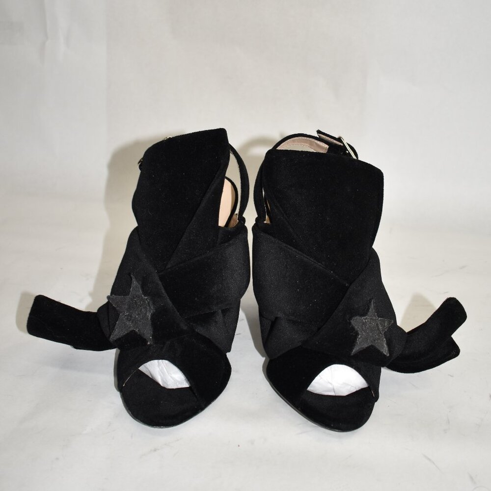 $660 Nº21 Stars Embellished Knotted Black Velvet Heel Sandal 36 (TPO2) V